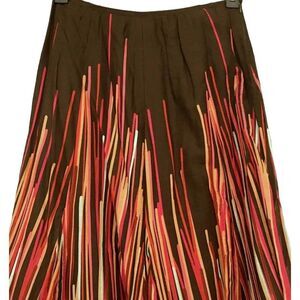 Calvin Klein Multi Color Mod Vertical Stripe Lined Tulip Midi Skirt Sz 4